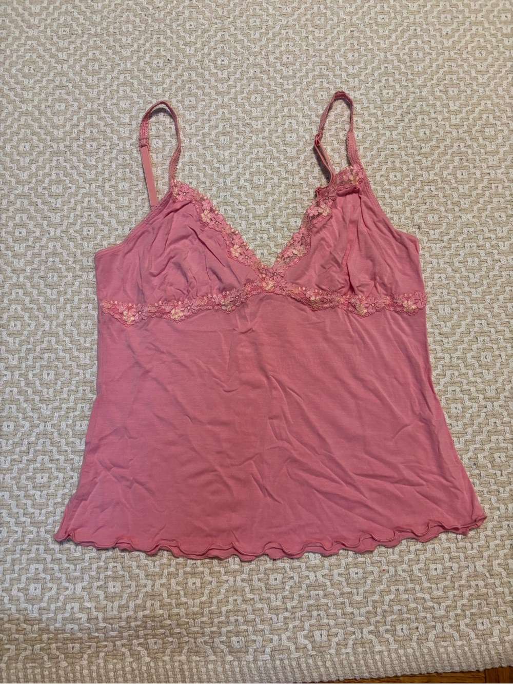 Victoria’s Secret Women’s Pink Lace-Trim Cami Top medium